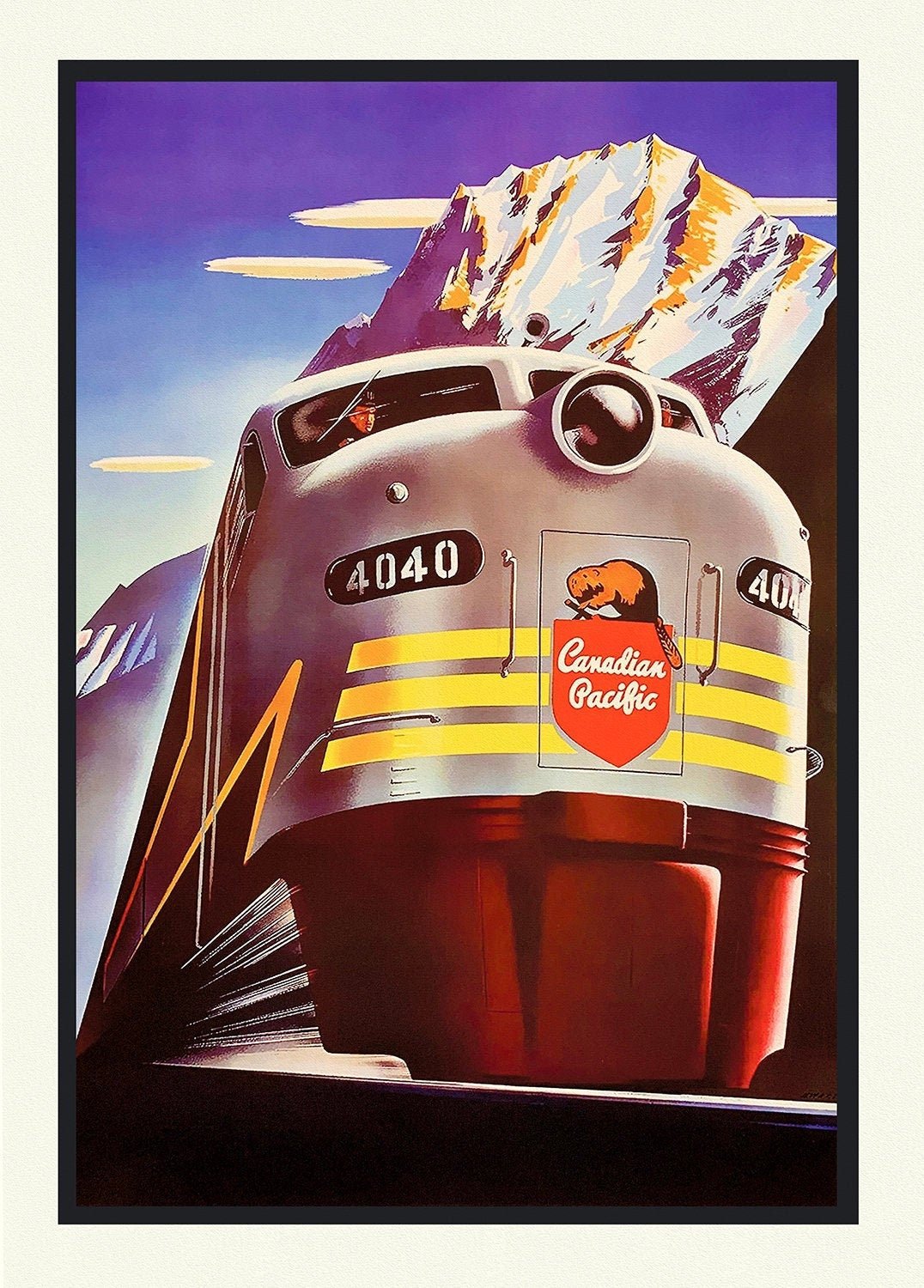 The Rocky Mountains, by Canadian Pacific, on heavy cotton canvas, 22x27" approx. - The Map Chest