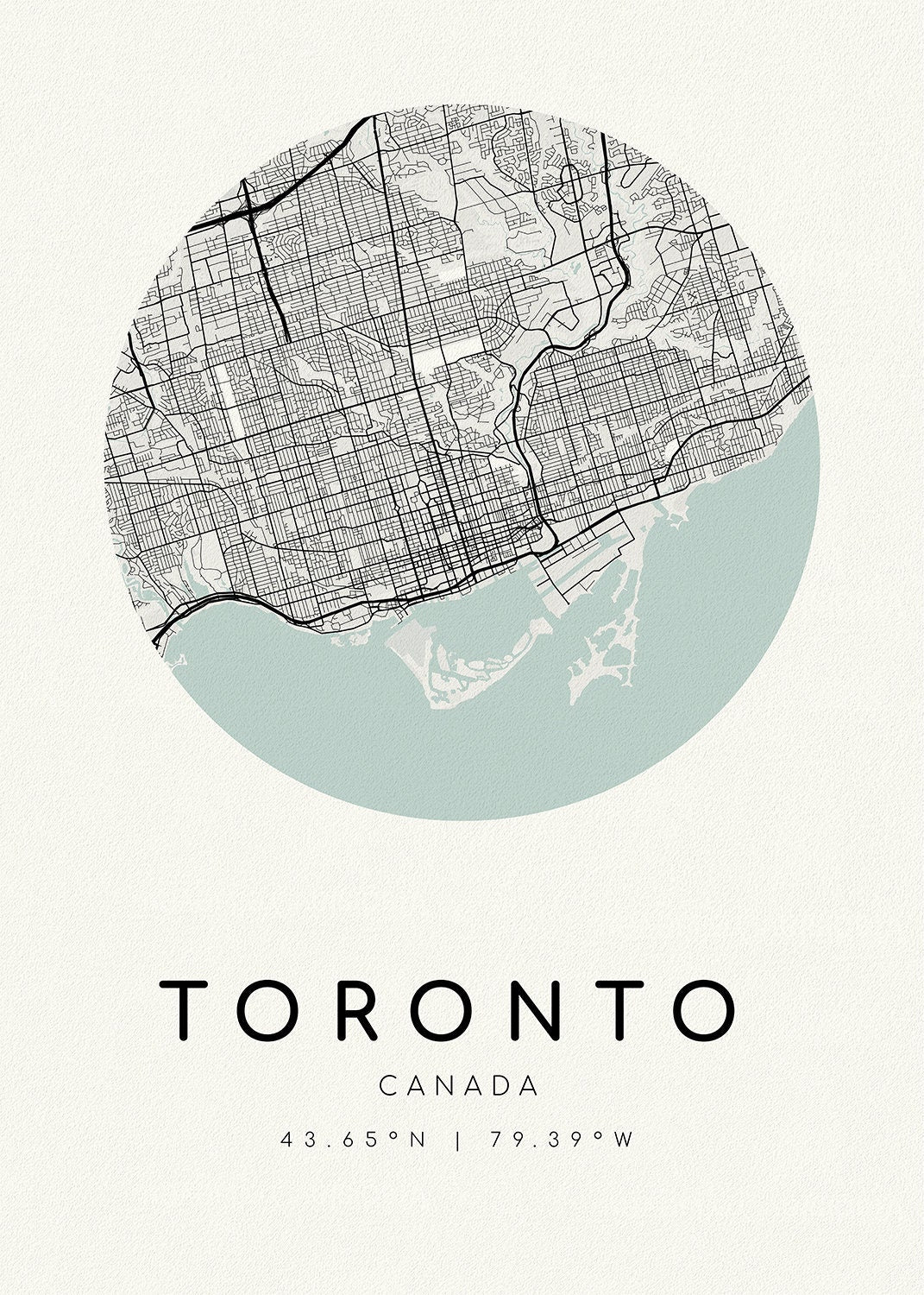 Toronto, A Modern Map Ver. II, on heavy cotton canvas, 45 x 65 cm, 18 x 24" approx. - The Map Chest