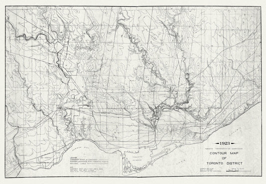 Toronto: Contour Map , 1923 , map on heavy cotton canvas, 22x27" approx. - The Map Chest