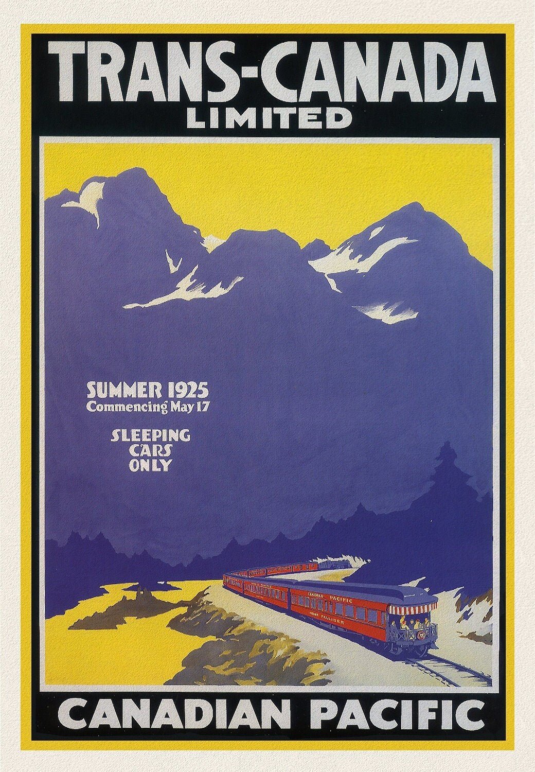 Trans Canada Ltd., Canadian Pacific, 1925, travel poster on heavy cotton canvas, 50 x 70 cm, 20 x 25" approx. - The Map Chest