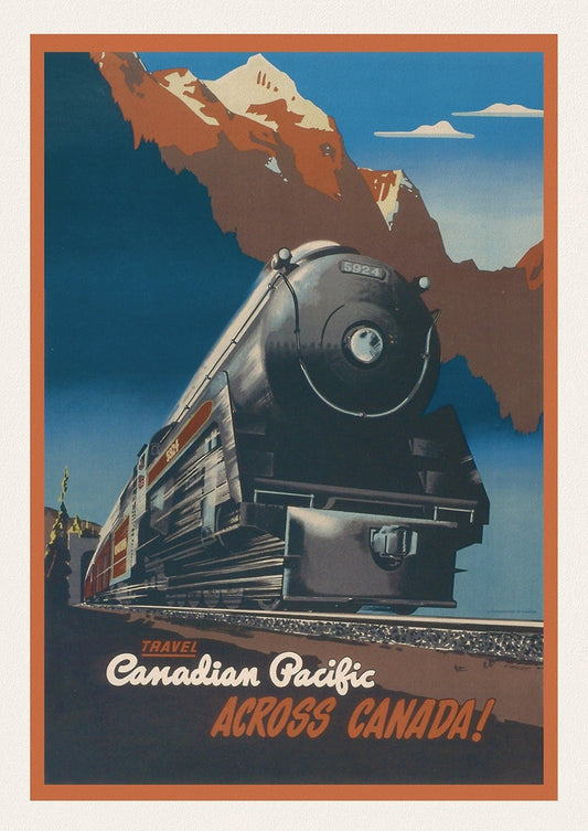 Travel Canadian Pacific Across Canada! 1947, travel poster on heavy cotton canvas, 50 x 70 cm, 20 x 25" approx. - The Map Chest