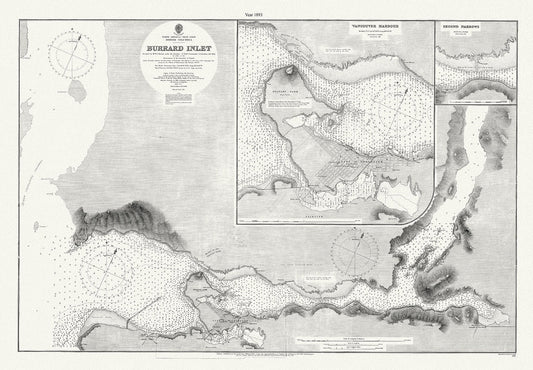 Vancouver, Burrard Inlet, 1893, map on heavy cotton canvas, 45 x 65 cm, 18 x 24" approx. - The Map Chest