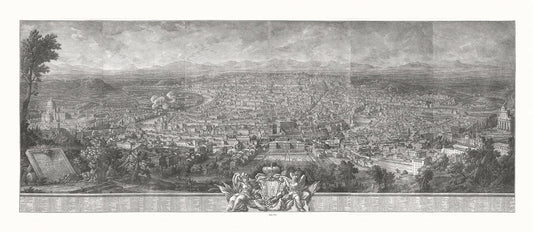Vasi, Prospetto Dell alma citta di Roma visto dal Monte Gianicolo, 1765, map on heavy cotton canvas, 16x27" approx. - The Map Chest