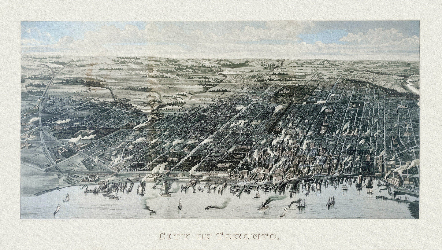 Wesbroom, View of Toronto, 1886, map on heavy cotton canvas, 22x27" approx. - The Map Chest