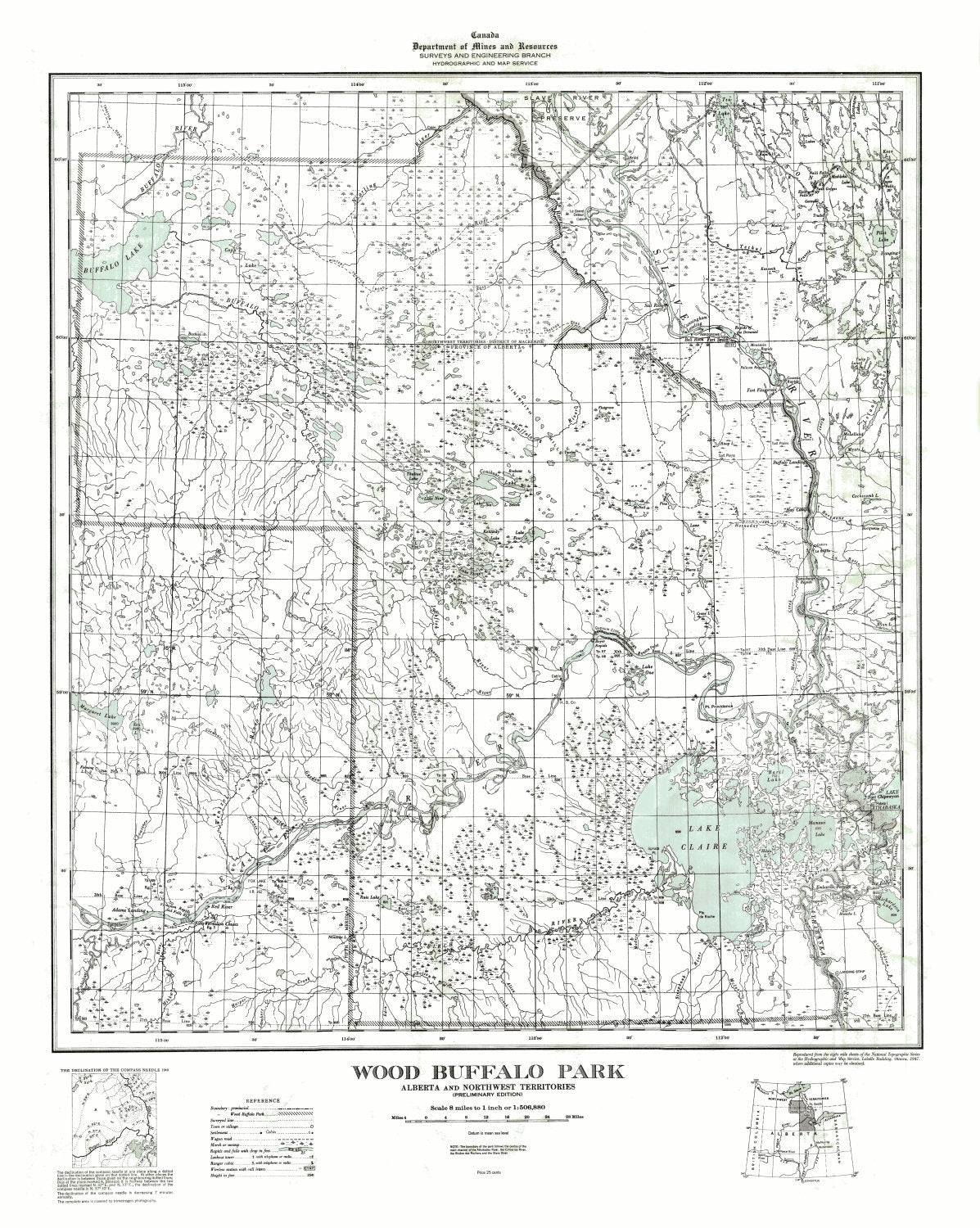 Wood Buffalo Park, Alberta and Northwest Territories, 1947 - The Map Chest