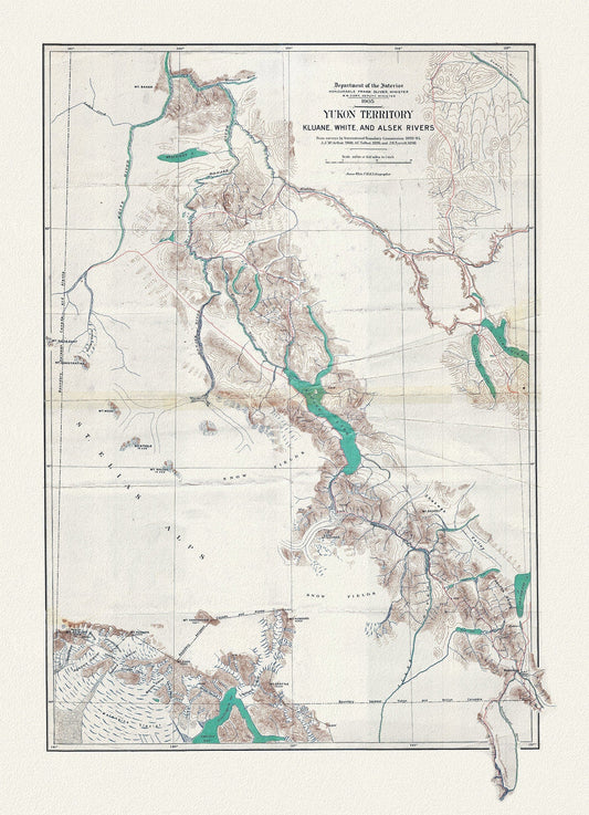Yukon Territory, 1905, Map on heavy cotton canvas, 27x22" approx. - The Map Chest
