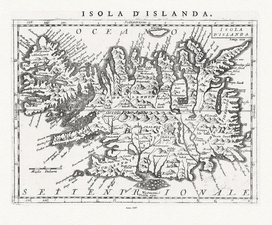 Atlantic Ocean: Iceland.Coronelli, Vincenzo,  Isola d' Islanda, 1697