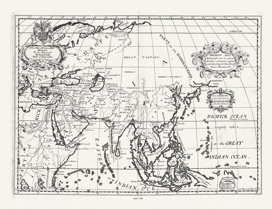 Asia:  A New Map of Present Asia,  Wells auth., 1700
