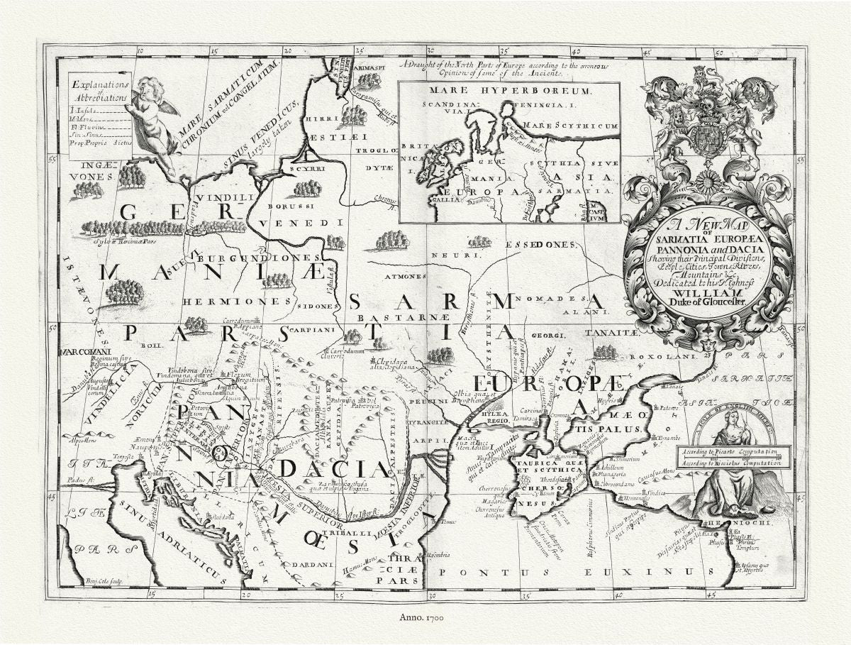 Europe: Eastern: A new map of Sarmatia, Europaea Pannonia and Dacia, 1700, Wells auth