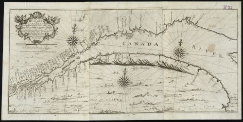 A chart of Canada River from ye island of Anticosty as far up as Quebeck, ye islands, locks, shoals, & soundings as they appear at low water.Johnston.1746 - The Map Chest