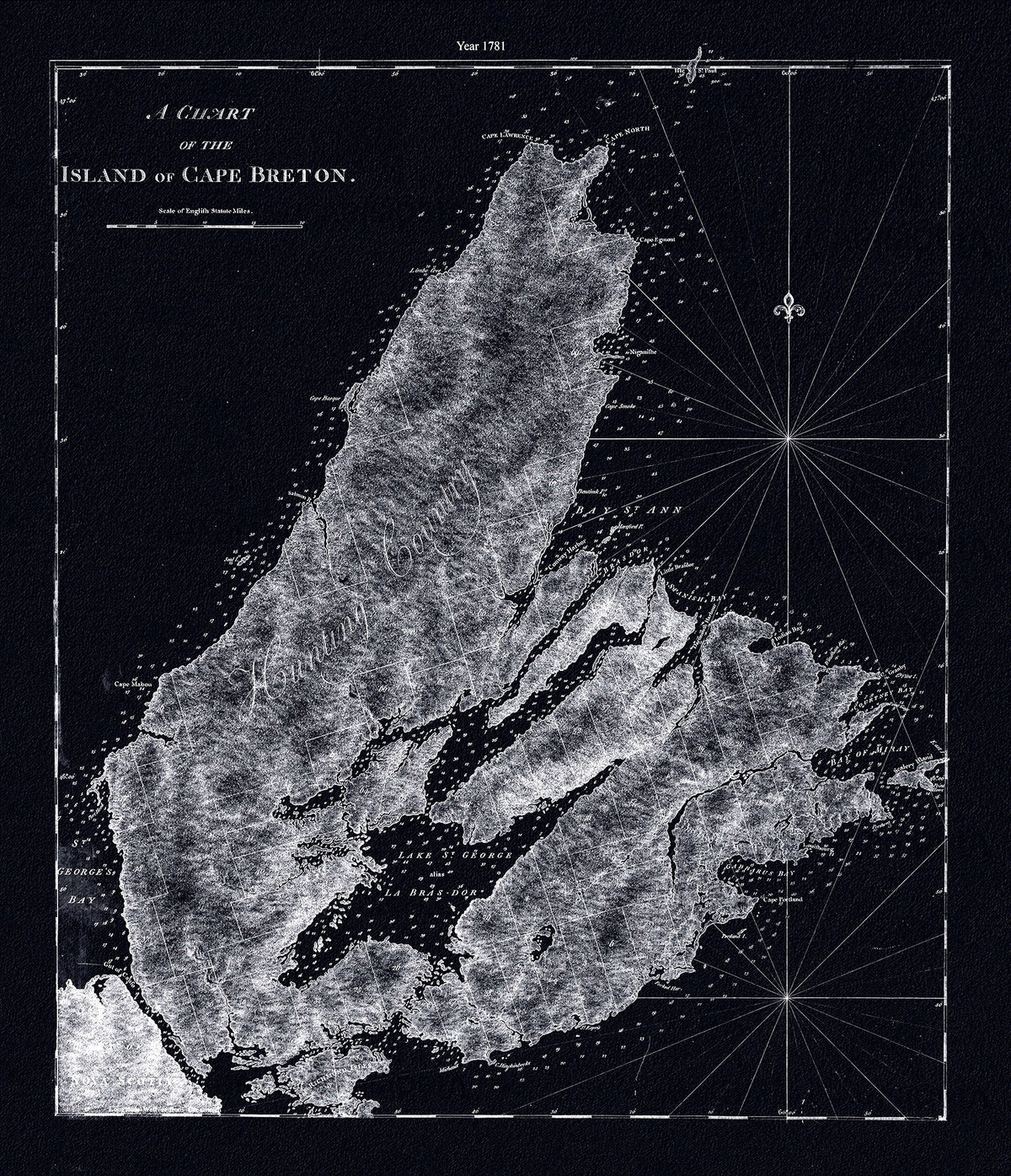 A chart of the island of Cape Breton, Nova Scotia,1781, Des Barres aut ...