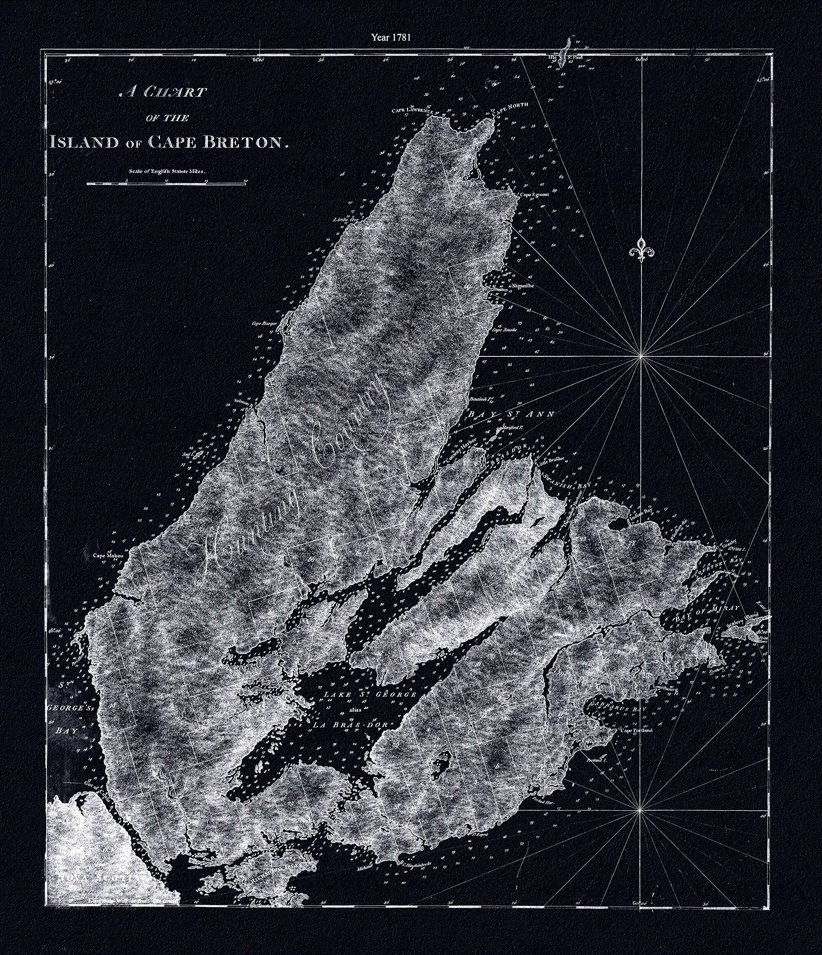 A chart of the island of Cape Breton, Nova Scotia,1781, Des Barres auth. Ver. BWI - The Map Chest