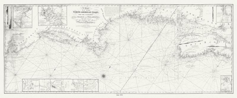 A Chart of the North - American coast, for the navigation between Halifax and Philadelphia,1834, Laurie et Whittle, 1834 - The Map Chest