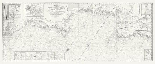 A Chart of the North - American coast, for the navigation between Halifax and Philadelphia,1834, Laurie et Whittle, 1834 - The Map Chest