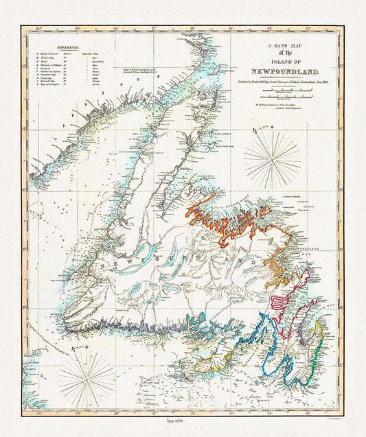A Hand Map of the Island of Newfoundland, Findlay auth.,1859 - The Map Chest