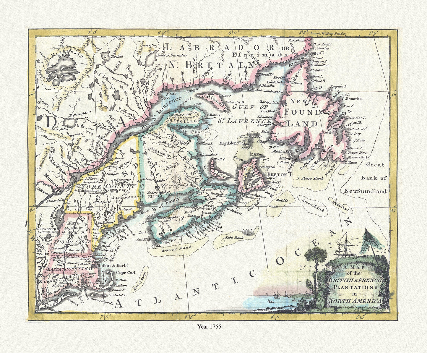 A map of the British & French plantations in North America, 1755 - The Map Chest
