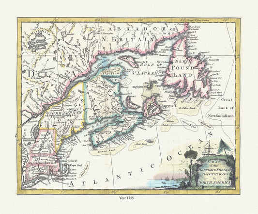 A map of the British & French plantations in North America, 1755 - The Map Chest