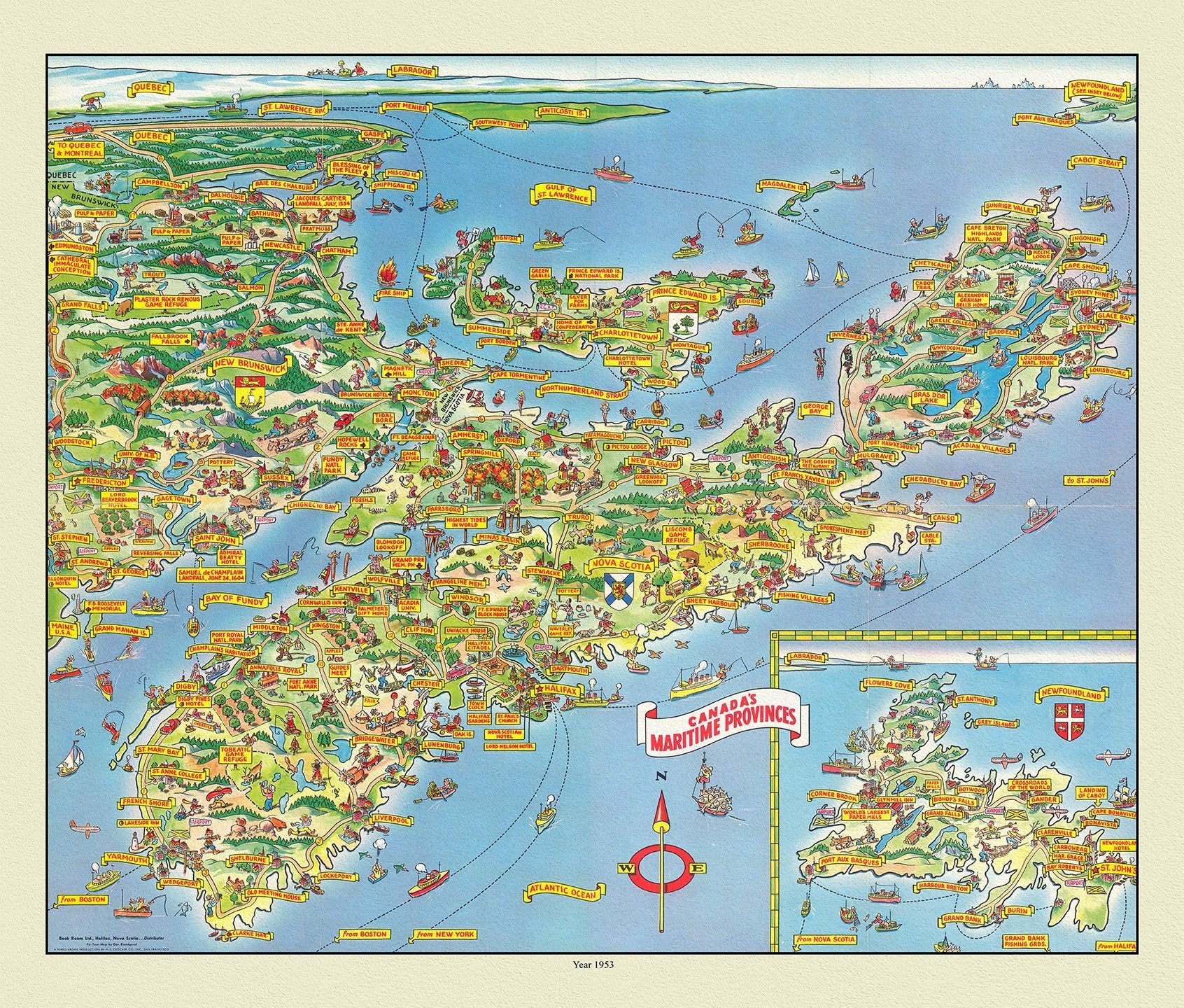 A Pic - Tour Map of Canada's Maritime Provinces,1953 - The Map Chest