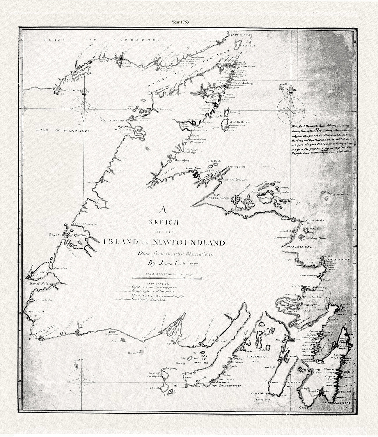 A sketch of the island of Newfoundland.Cook.1763 - The Map Chest