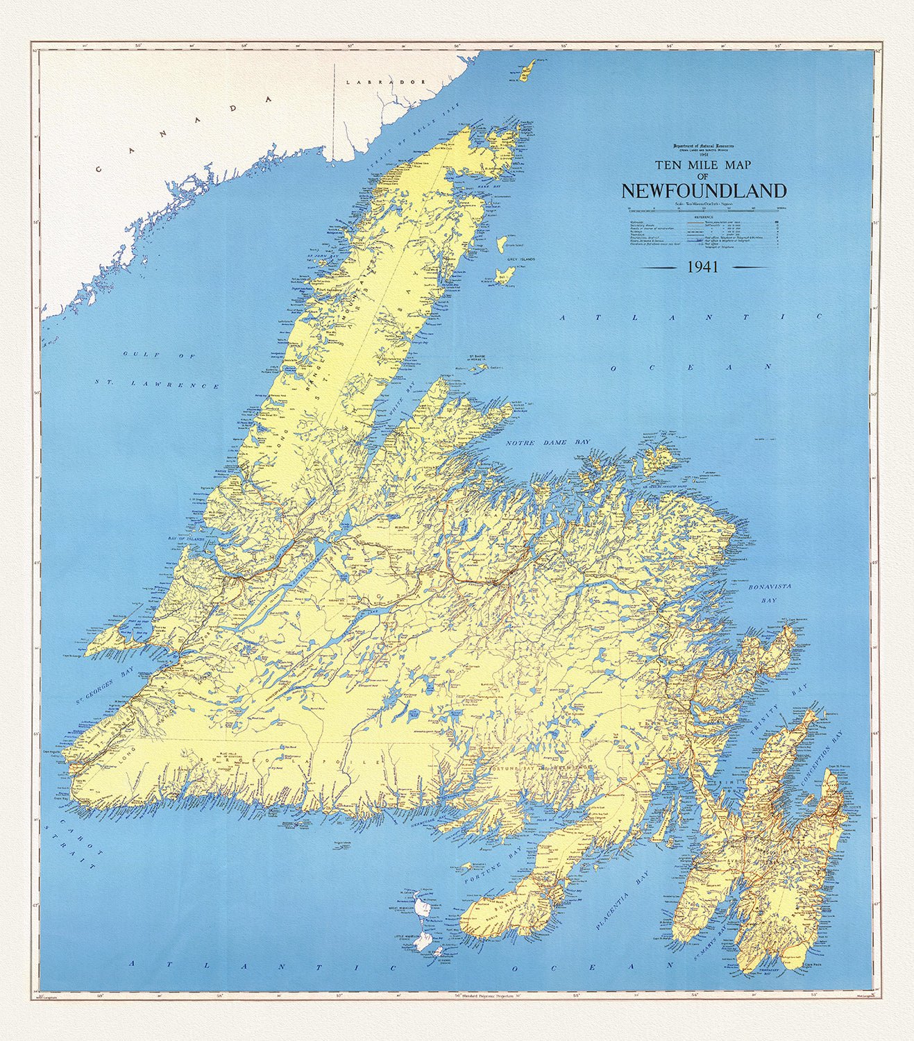 A Ten Mile Map of Newfoundland, 1941 - The Map Chest
