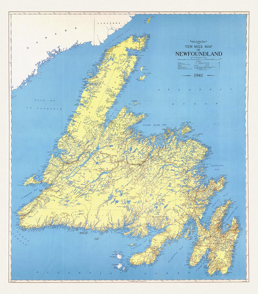 A Ten Mile Map of Newfoundland, 1941 - The Map Chest
