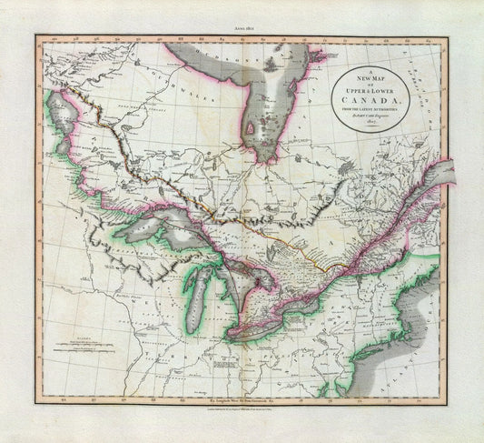 Upper & Lower Canada, 1801, Carey, auth. map on heavy cotton canvas, 50 x 70cm, 20 x 25" approx. - Image #1