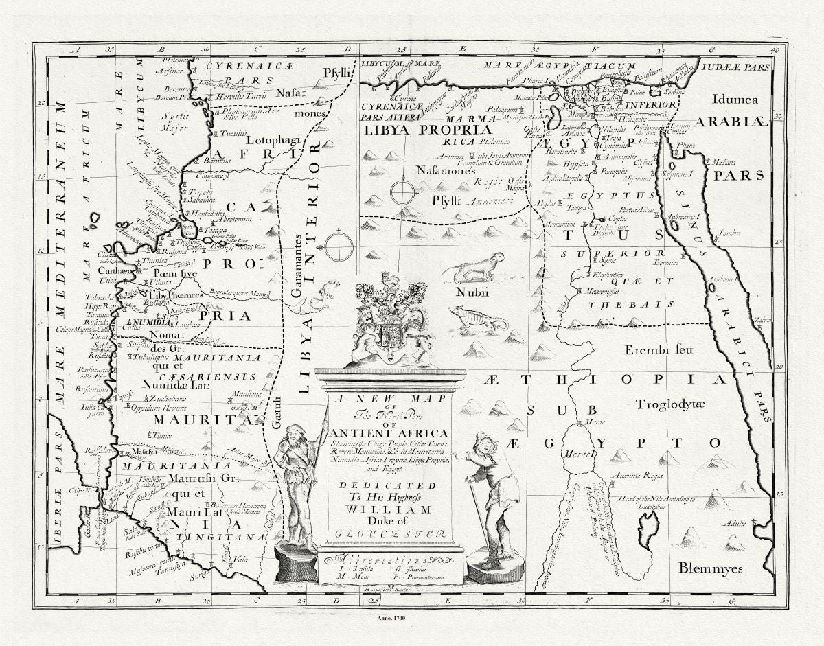 Africa: A New Map of the North Part of Antient Africa, Wells auth., 1700 - The Map Chest