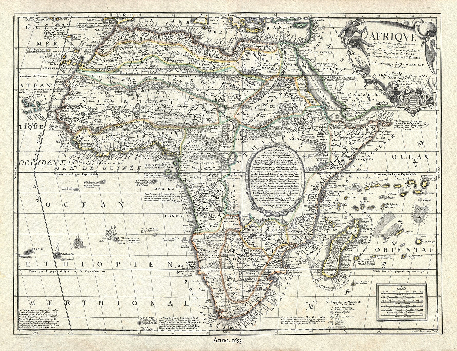 Africa: Afrique selon les Relations les plus Nouvelles.1689. Nolin et al. auths. - The Map Chest