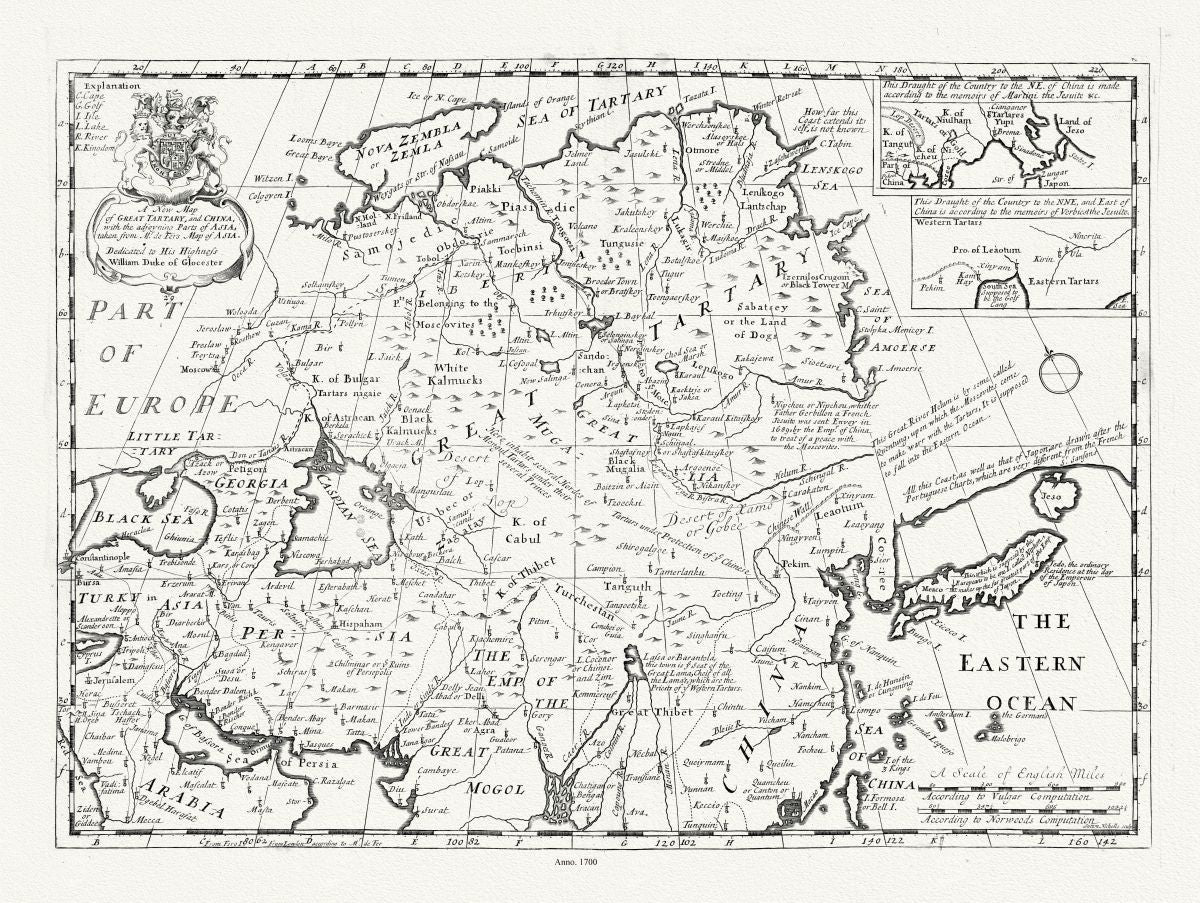 Asia: A New Map of Great Tartary, and China, Wells auth., 1700 - The Map Chest