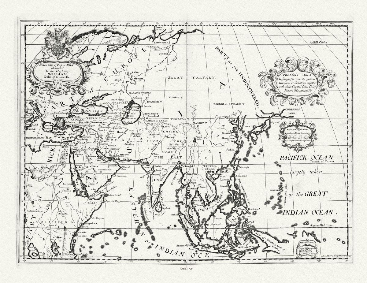 Asia: A New Map of Present Asia, Wells auth., 1700 - The Map Chest