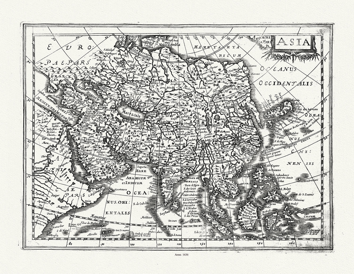 Asia: Asia, Mercator et al. auth., 1636 - The Map Chest