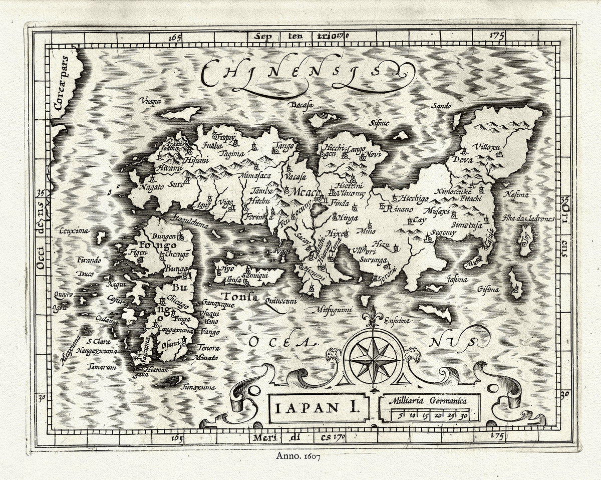 Isula Map Asia: Japan: Mercator et Hondius, Iapan Insula,1607 – The Map Chest