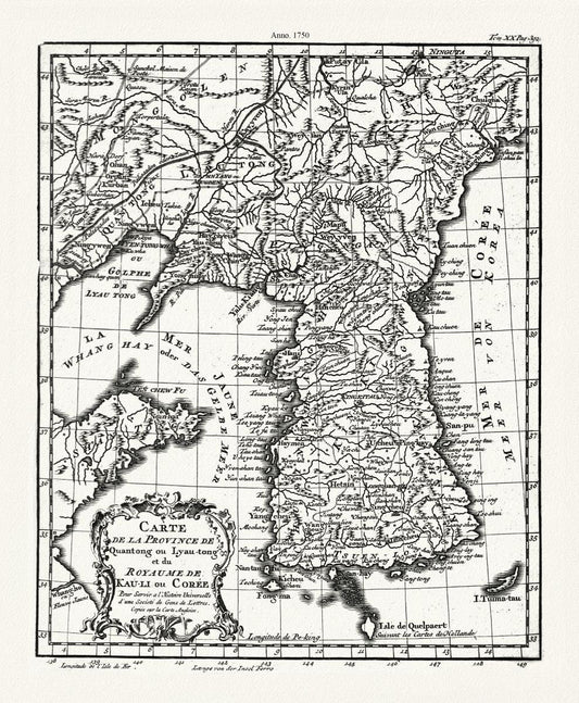 Asia: Korea: Bellin, Jacques Louis, Carte de la province de Quantong ou Lyau - tong et du Royaume de Kau - li ou Corée, 1750 - The Map Chest