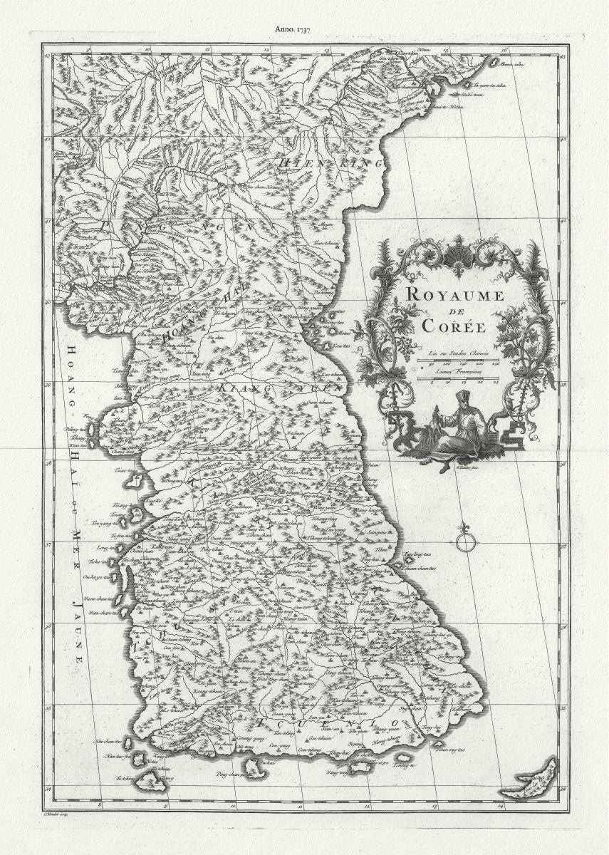 Asia: Korea: Royaume de Coree, 1737, d'Anville auth. - The Map Chest