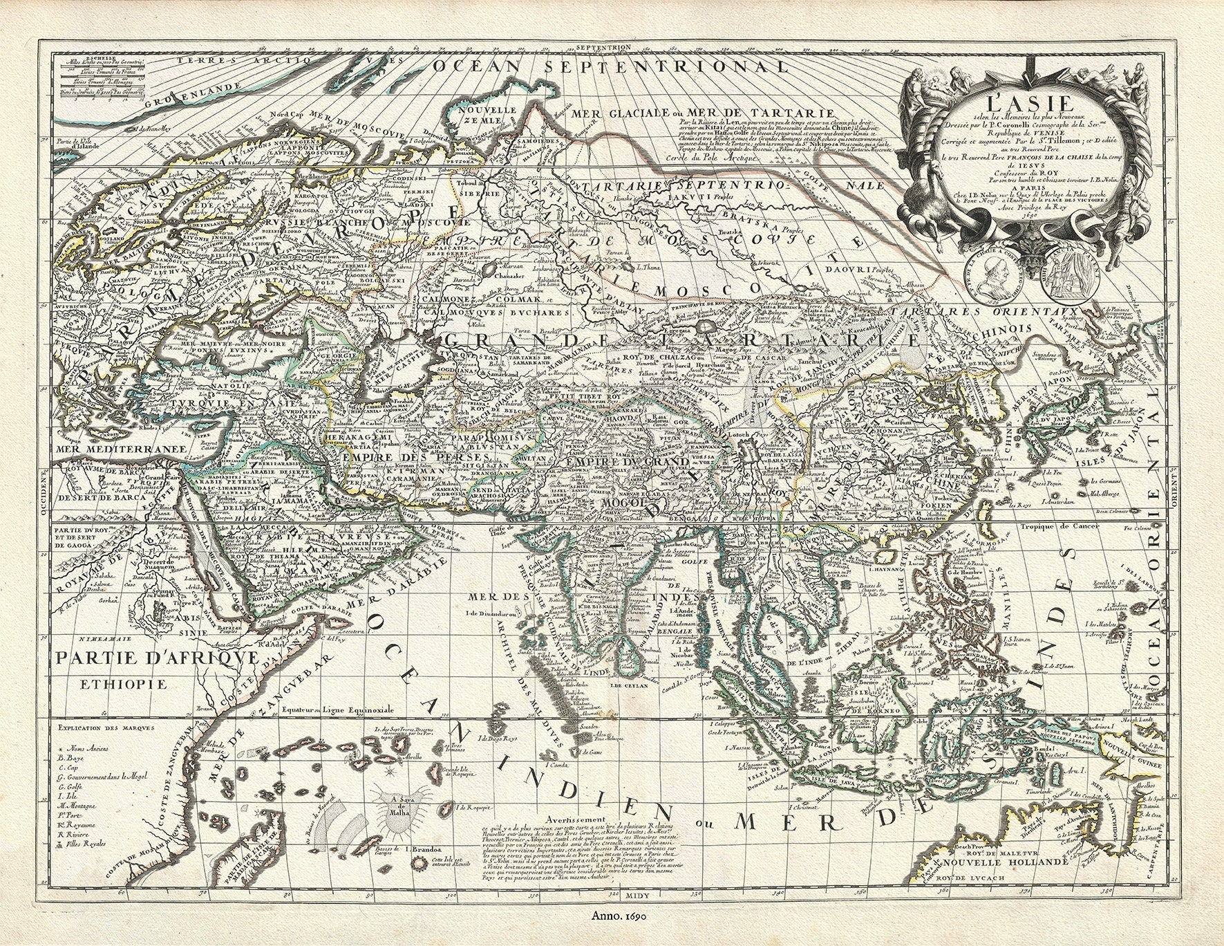 Asia: L'Asie selon les Memoires les plus Nouveau, 1690, Nolin et al. auths. - The Map Chest