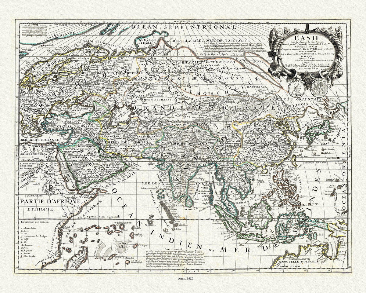 Asia: L'Asie selon les Memoires les plus Nouveaux, 1689, Nolin auth ...
