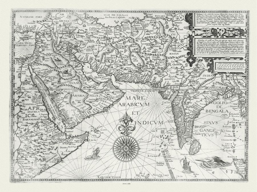 Asia: Linschoten, Southwest Asia., Definiantur in hac Tabula, Orae Maritimae Abexie, freri Mecani al Maris Rubri Arabiae, 1585 - The Map Chest