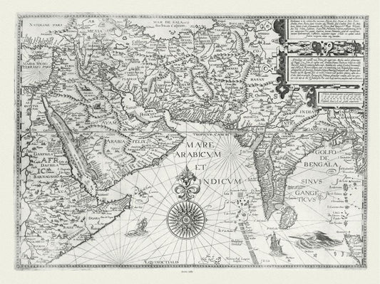 Asia: Linschoten, Southwest Asia., Definiantur in hac Tabula, Orae Maritimae Abexie, freri Mecani al Maris Rubri Arabiae, 1585 - The Map Chest