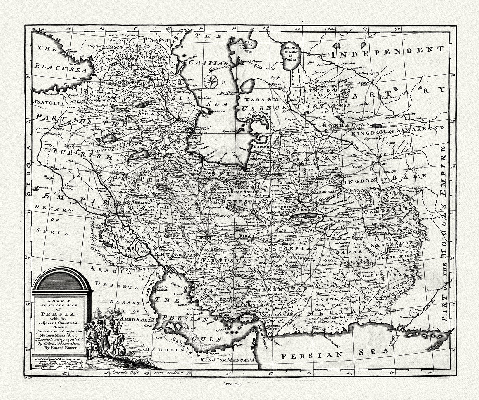 Asia Minor, Bowen - A new & accurate map of Persia, with the adjacent countries,1747, Bowen auth. - The Map Chest