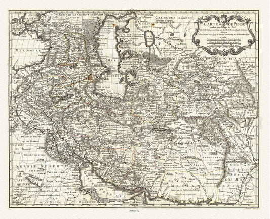 Asia Minor, Carte de Perse, 1724, de'Lisle auth., Persia Iran - The Map Chest