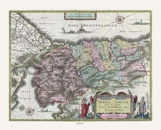 Asia Minor: Mediterranean: Terra Sancta, 1665, Blaeu auth. - The Map Chest