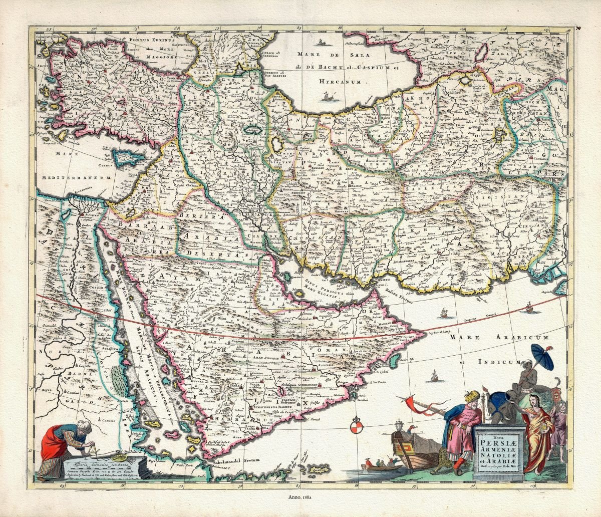 Asia Minor, Nova Persiae, Armeniae, Natoliae et Arabiae, 1682. de Wit et Visscher auths. - The Map Chest