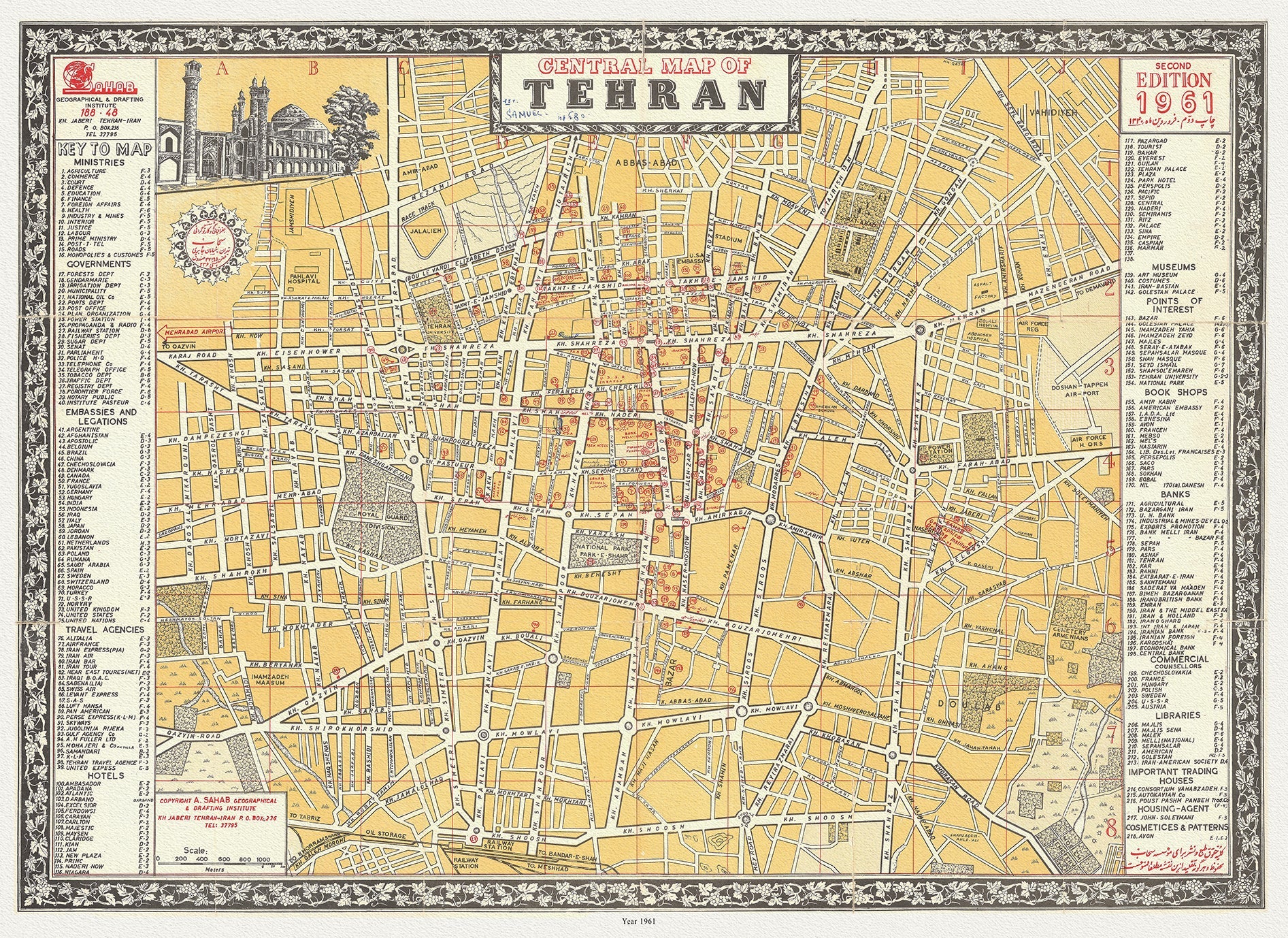 Asia Minor, Tehran, Iran, A Central Map, 1961 - The Map Chest