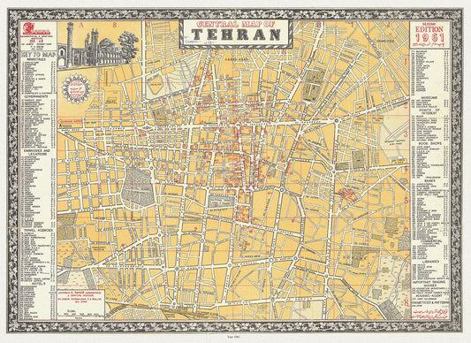 Asia Minor, Tehran, Iran, A Central Map, 1961 - The Map Chest