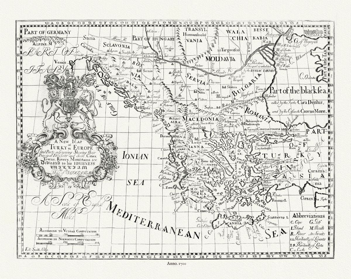 Asia Minor: Turkey in Europe, 1700, Wells auth. - The Map Chest
