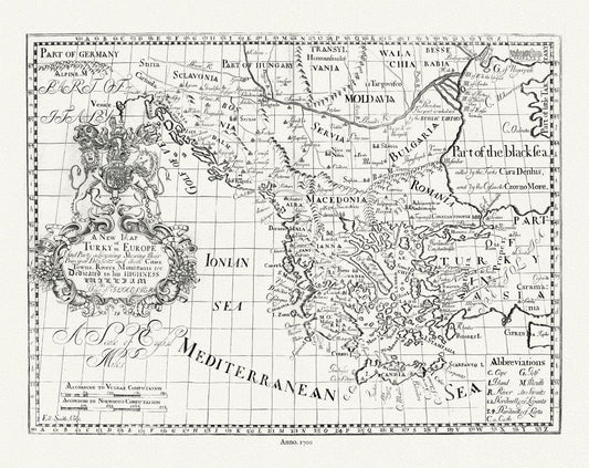 Asia Minor: Turkey in Europe, 1700, Wells auth. - The Map Chest