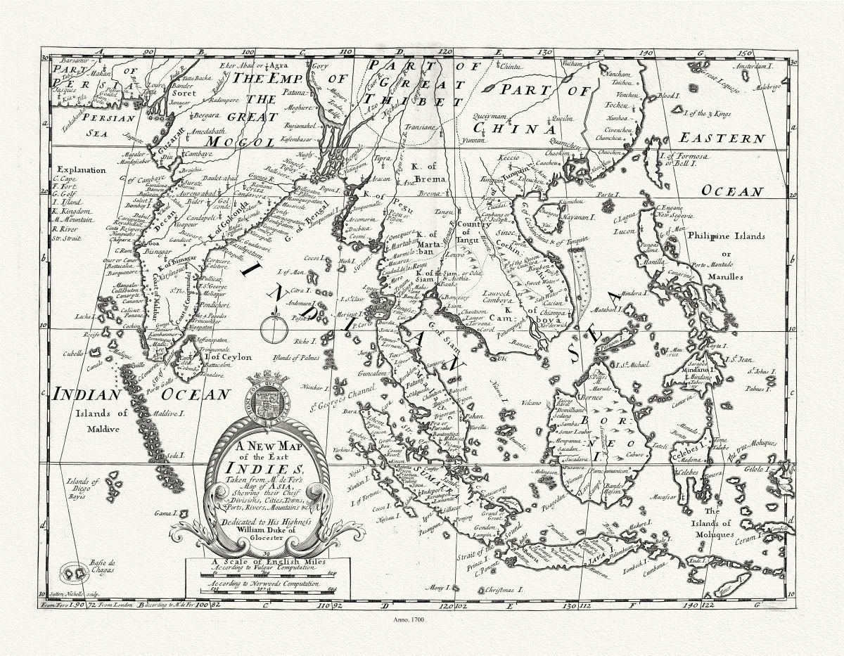 Asia: Southeast: A New Map of the East Indies, Wells auth, 1700 - The Map Chest