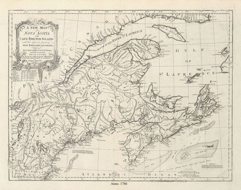 Atlantic Canada: A New Map of Nova Scotia and Cape Breton Island with the adjacent parts of New England and Canada, 1786, Cook - The Map Chest
