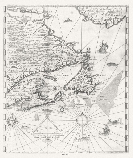 Atlantic Canada: Carte de la Nouvelle - France, 1632, Champlain auth. - The Map Chest