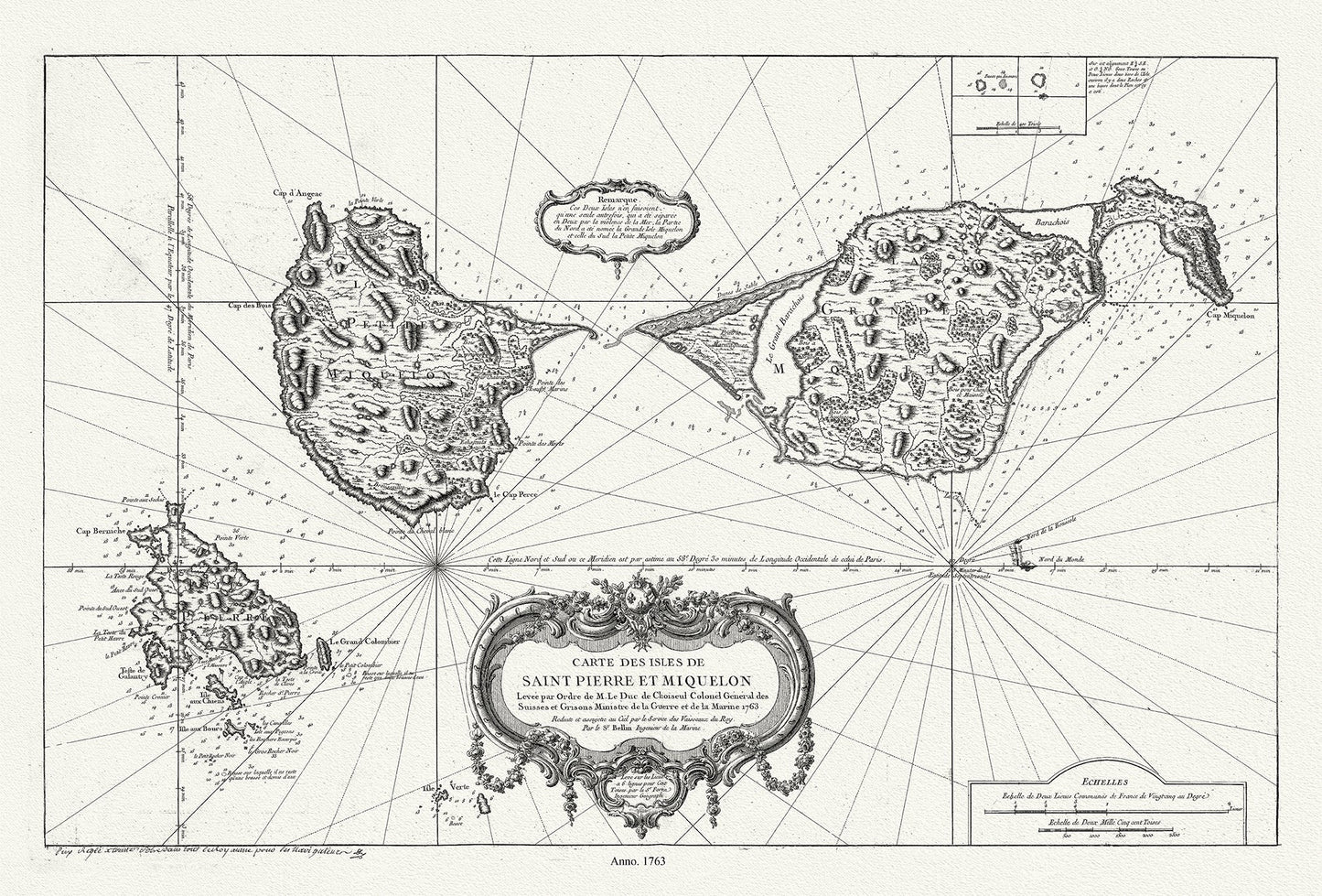 Atlantic Canada: Carte des les Saint Pierre et Miquelon, 1763, Bellin - The Map Chest